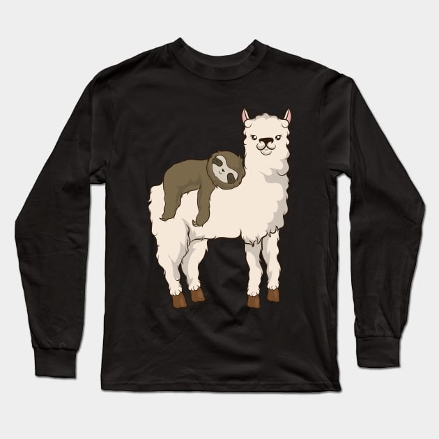 Sloth Riding Llama Adorable Fluffy Lama & Sloth Long Sleeve T-Shirt by theperfectpresents